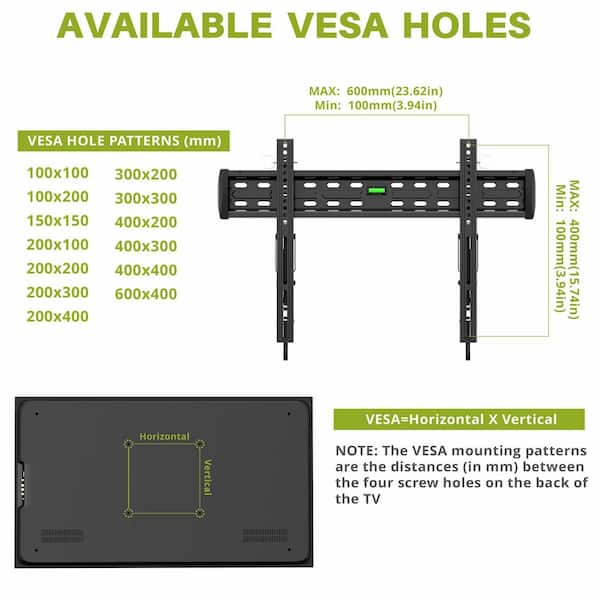 Tilt TV Wall Mount Bracket for Most 32 in.-70 in. TVs, TV Mount with VESA up to 600 mm x 400 mm.