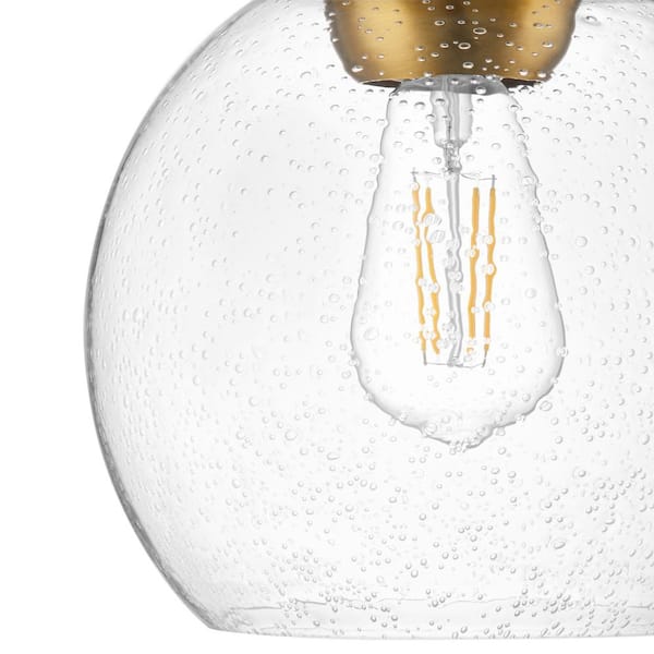 Jill 9.5 in. 1-Light Gold Flush Mount with Clear Seeded Glass Shade