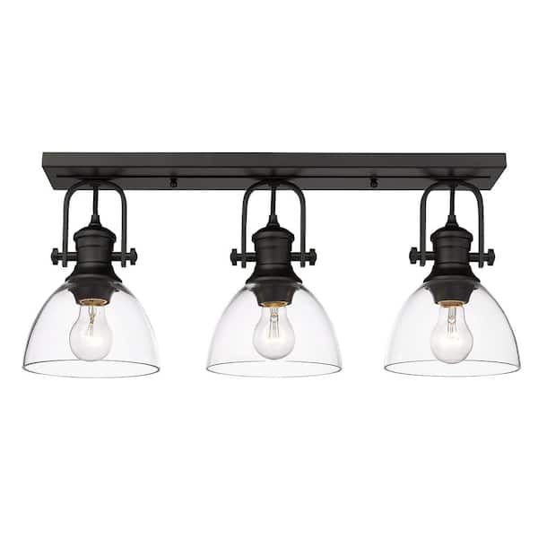 Hines 27.5 in. 3-Light Black Vanity Light with Clear Shades