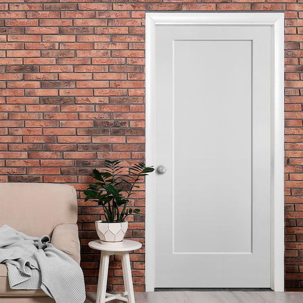 32 in. x 80 in. Lincoln Park 1-Panel Right-Handed Hollow-Core Primed Composite Single Prehung Interior Door