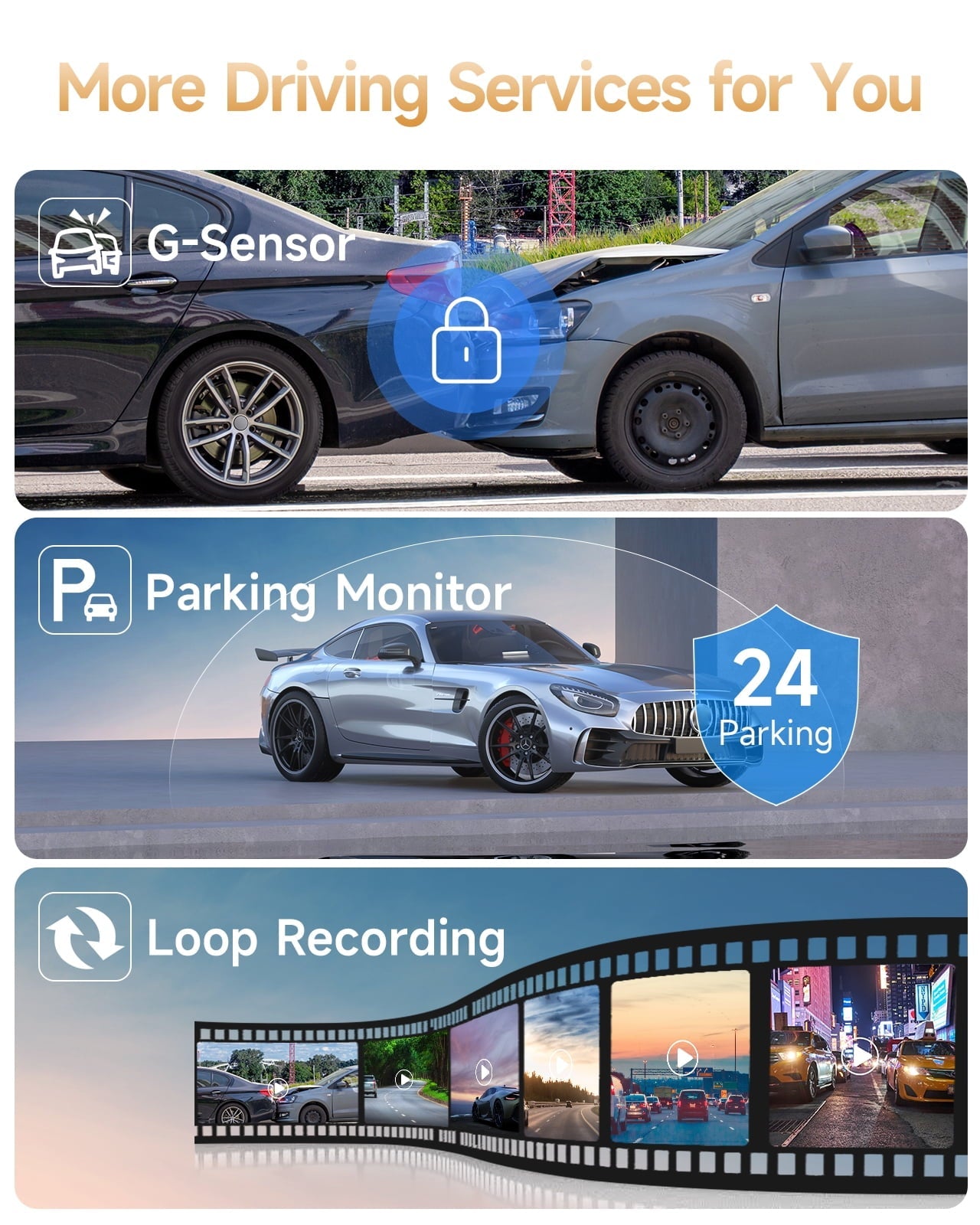 4K Dash Cam WiFi GPS,4K+1080P Front and Rear, Car Dash Camera, Dashcam with 2