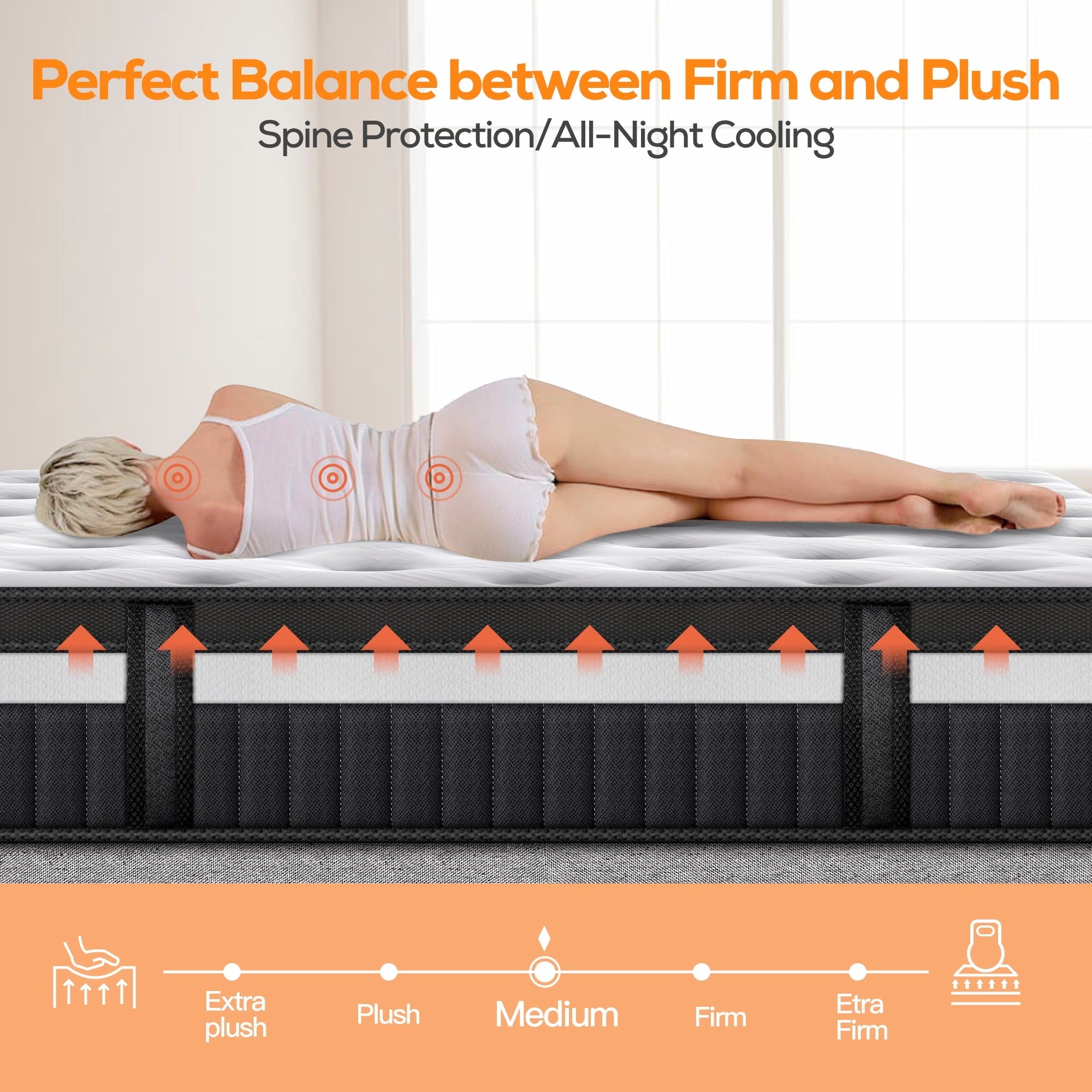 13 inch Memory Foam Innerspring Hybrid Mattress in a Box, Breathable Bed Mattress with CertiPUR-US Certified Foam for Sleep Supportive & Pressure Relief, King