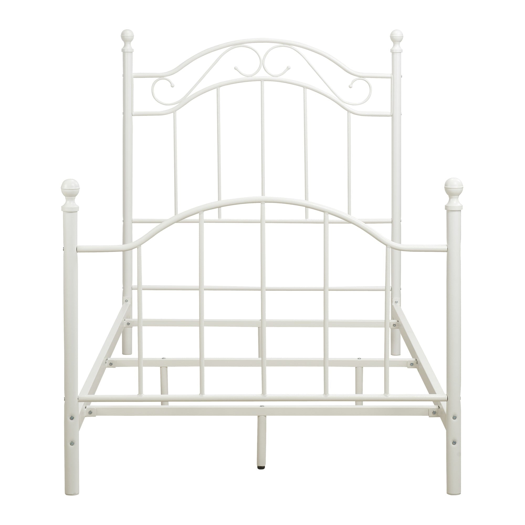 Mainstays Traditional Metal Bed Frame with Headboard and Footboard, Twin, White