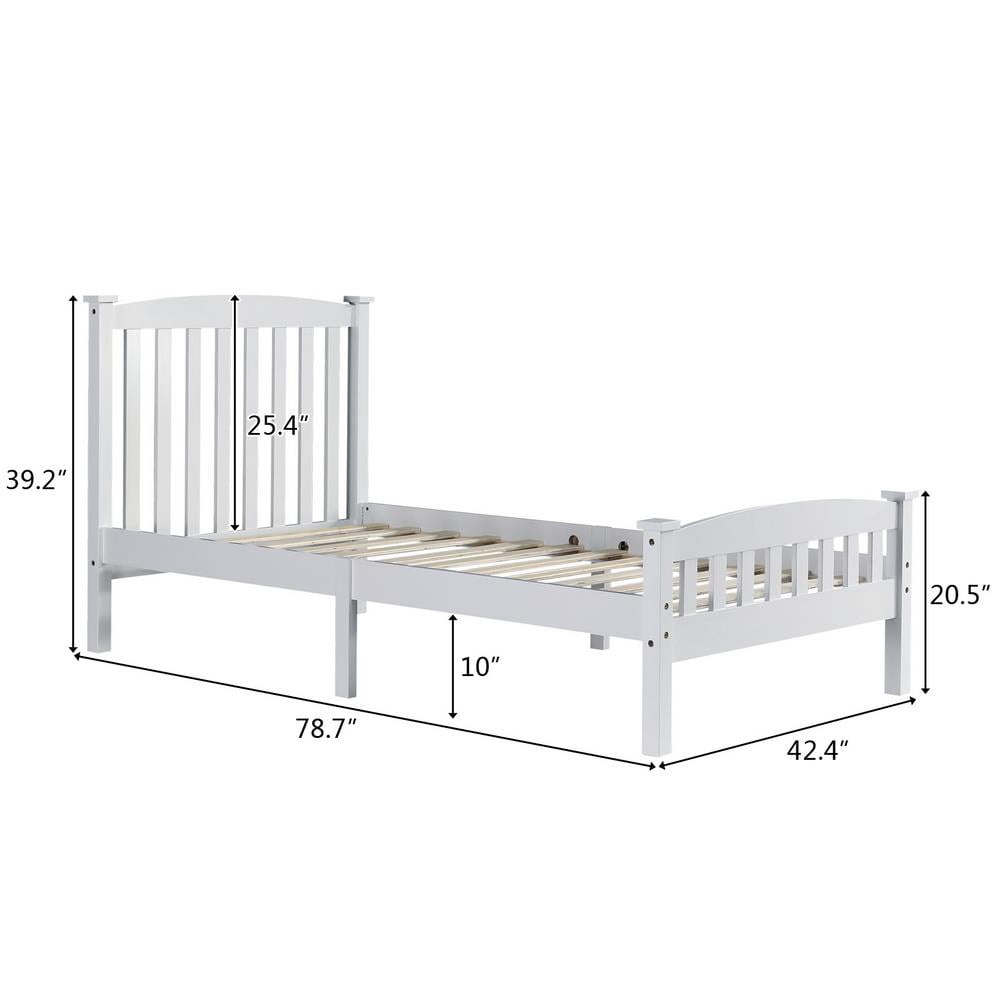 UBesGoo Twin Bed Frame,Upgrade Pine Wood Bed Frame with Headboard, Modern Kids Bed Furniture for Bedroom, Holds 550 lb, No Box Spring Needed, White