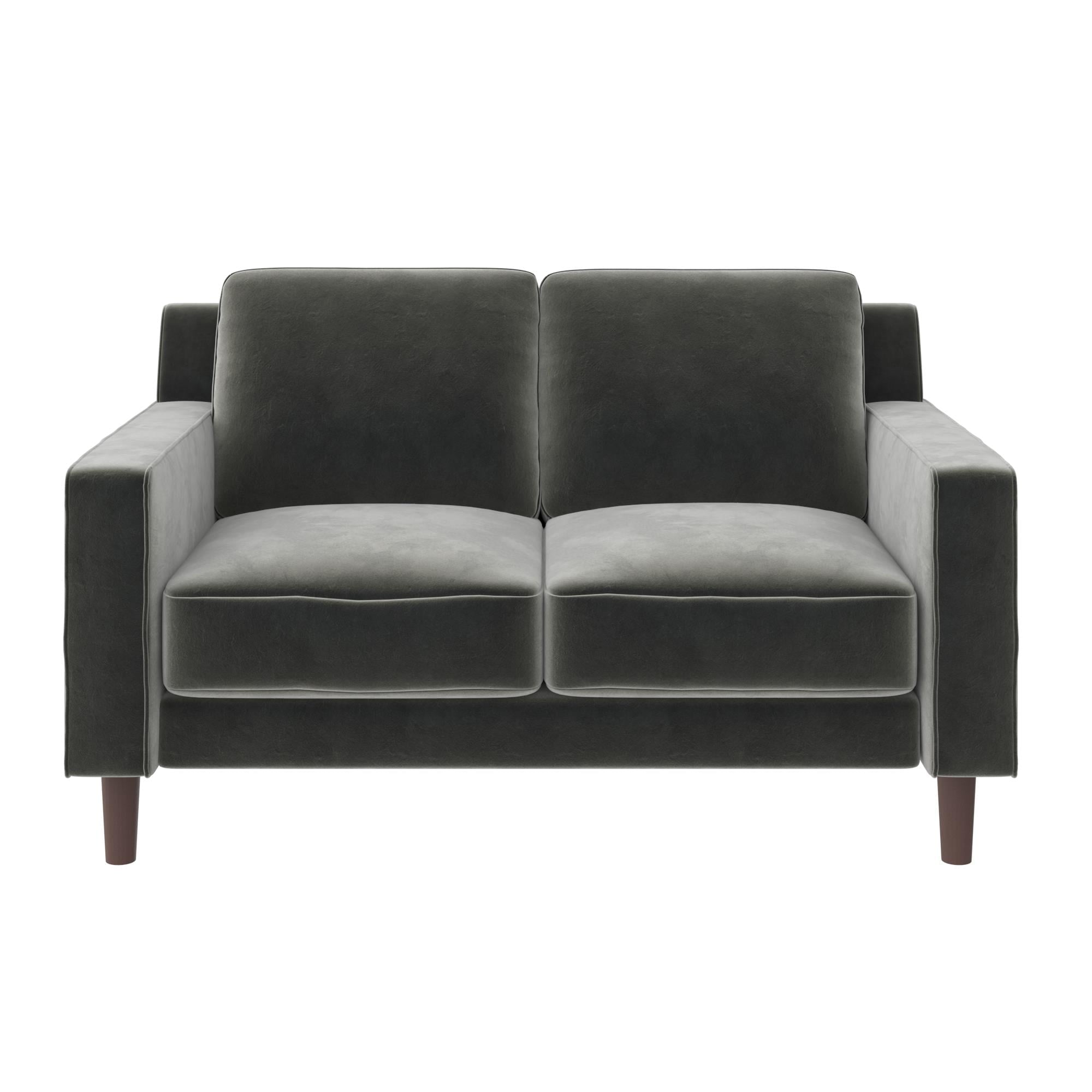 DHP Bryanna Loveseat 2 Seater Sofa , Gray Velvet