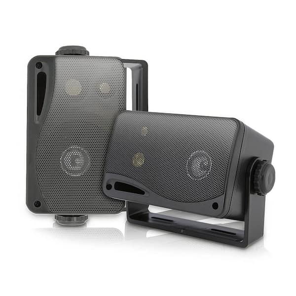 3.5 in. 3-Way Weatherproof Marine Audio Speakers, Black (4-Pair)