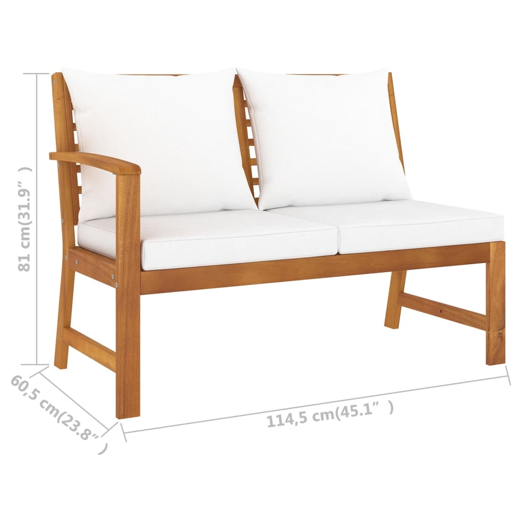 vidaXL 4 Piece Patio Lounge Set with Cushion Cream Solid Acacia Wood