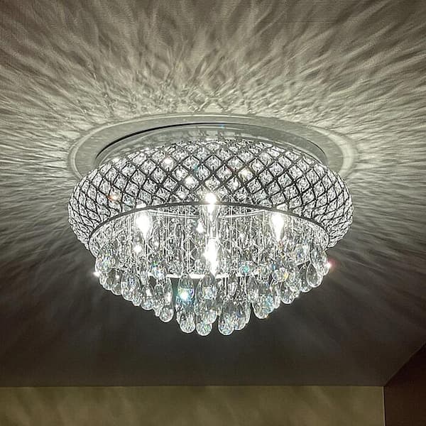 Jackson 5-Light 19.7 in. Chrome Flush Mount With Crystal Shade