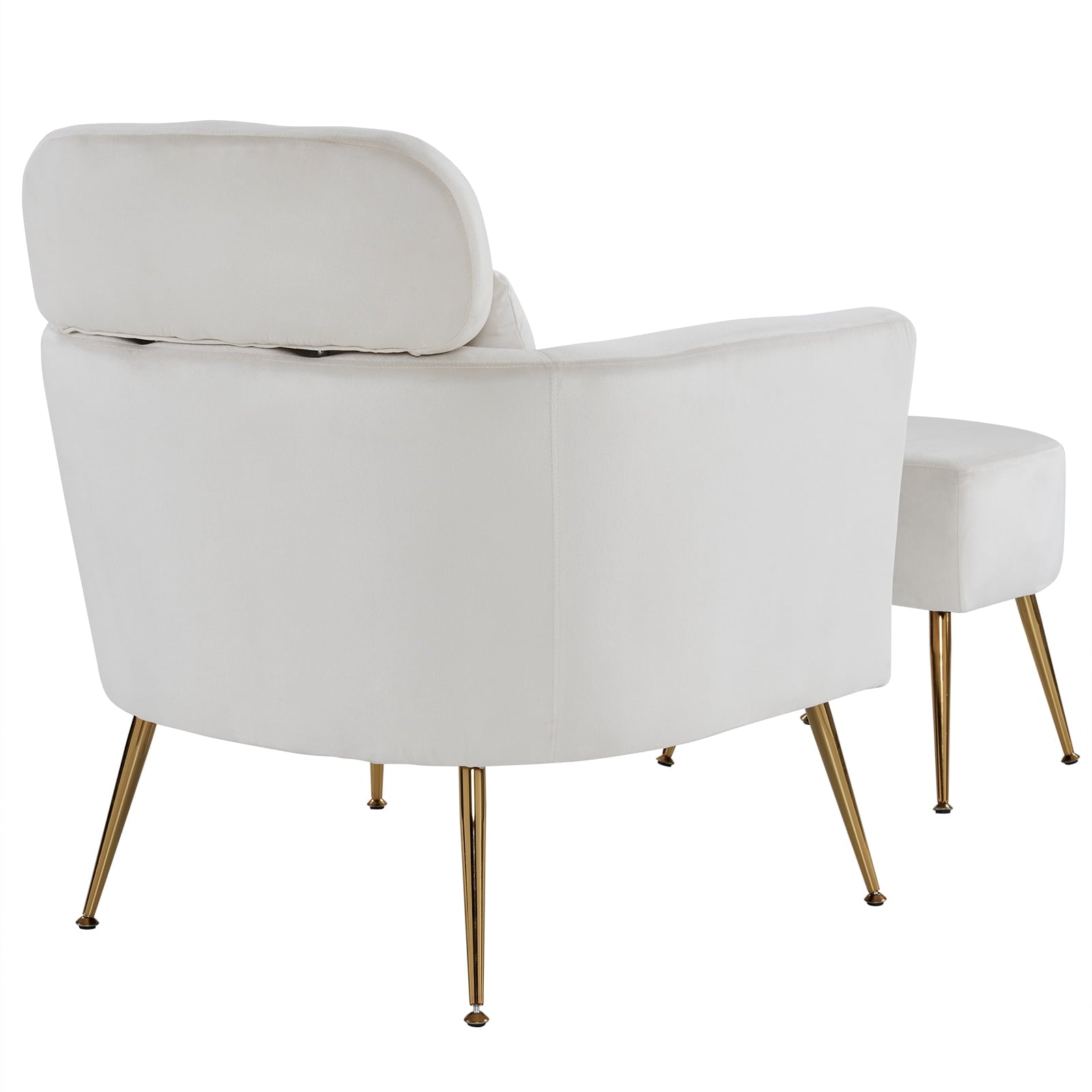 Ktaxon Accent Chair with Ottoman Set, Flannel Upholstered Single Sofa with Lumber Pillow Armchair with Armrests and Footrest for Bedroom Living Reading Room Office Beige