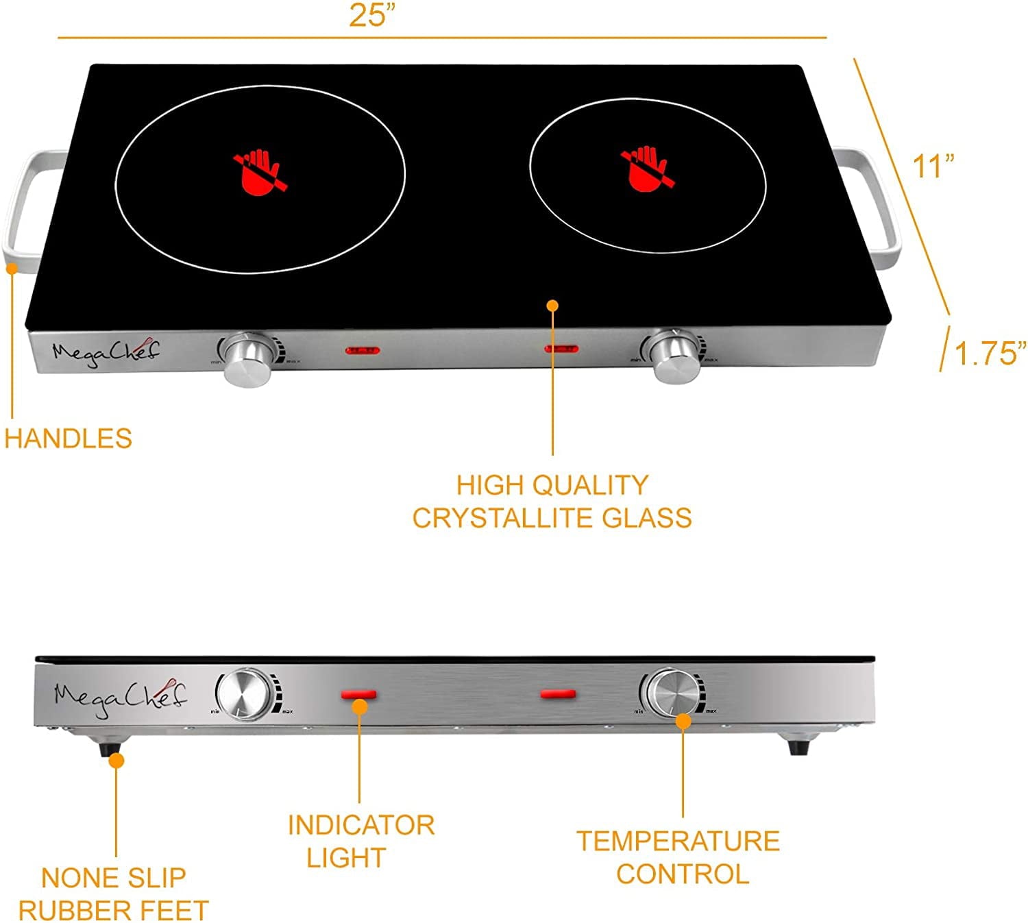 Megachef MC-6200IC Ceramic Infrared Double Electical Cooktop
