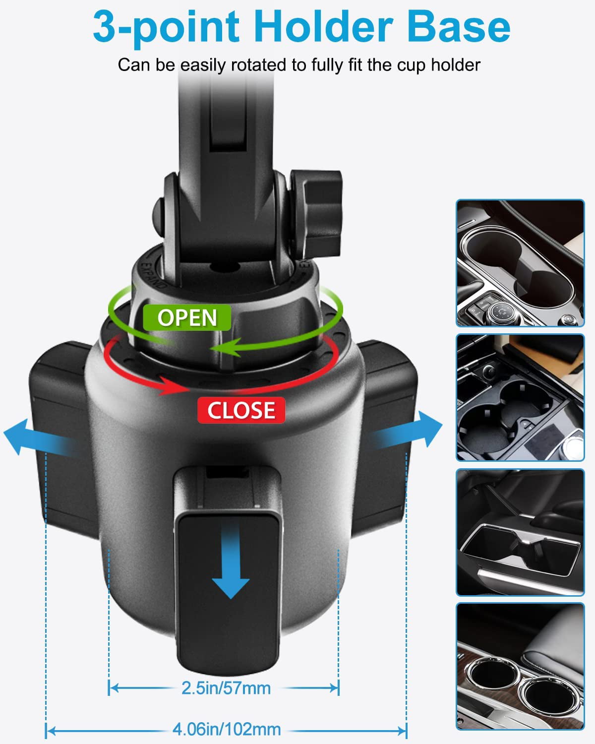 woleyi Cup Holder Car Tablet Mount,  iPad Mount Holder for Car/Truck, Compatible with iPad Pro Air Mini, Galaxy Tabs, Cell Phones, 4-12.9