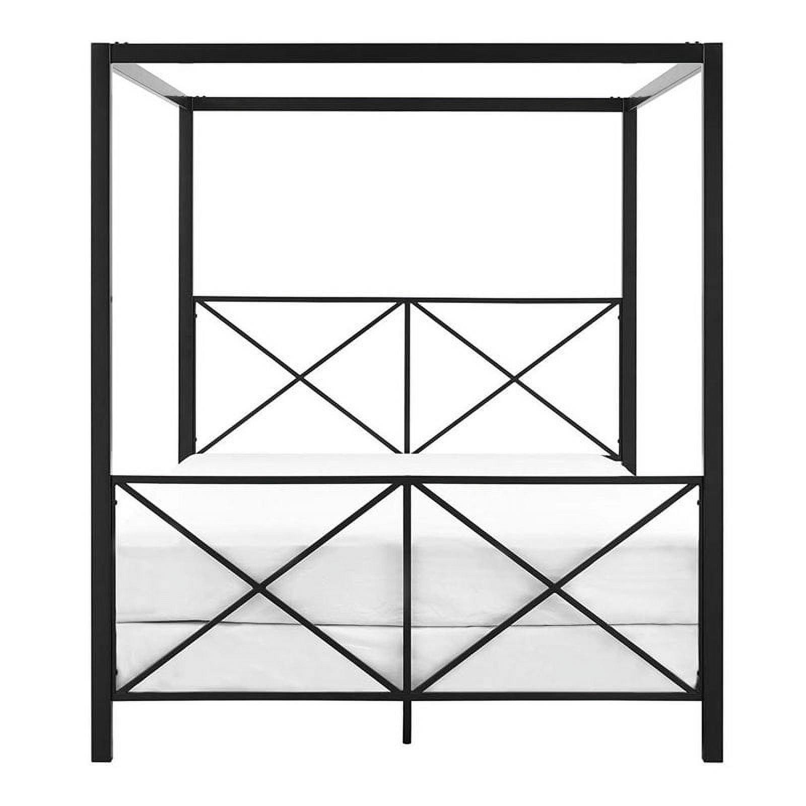Kingfisher Lane Modern Metal Canopy Bed, Queen, Black
