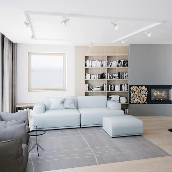 Large 1-Light Solid White Step Cylinder Integrated LED Track Lighting Head