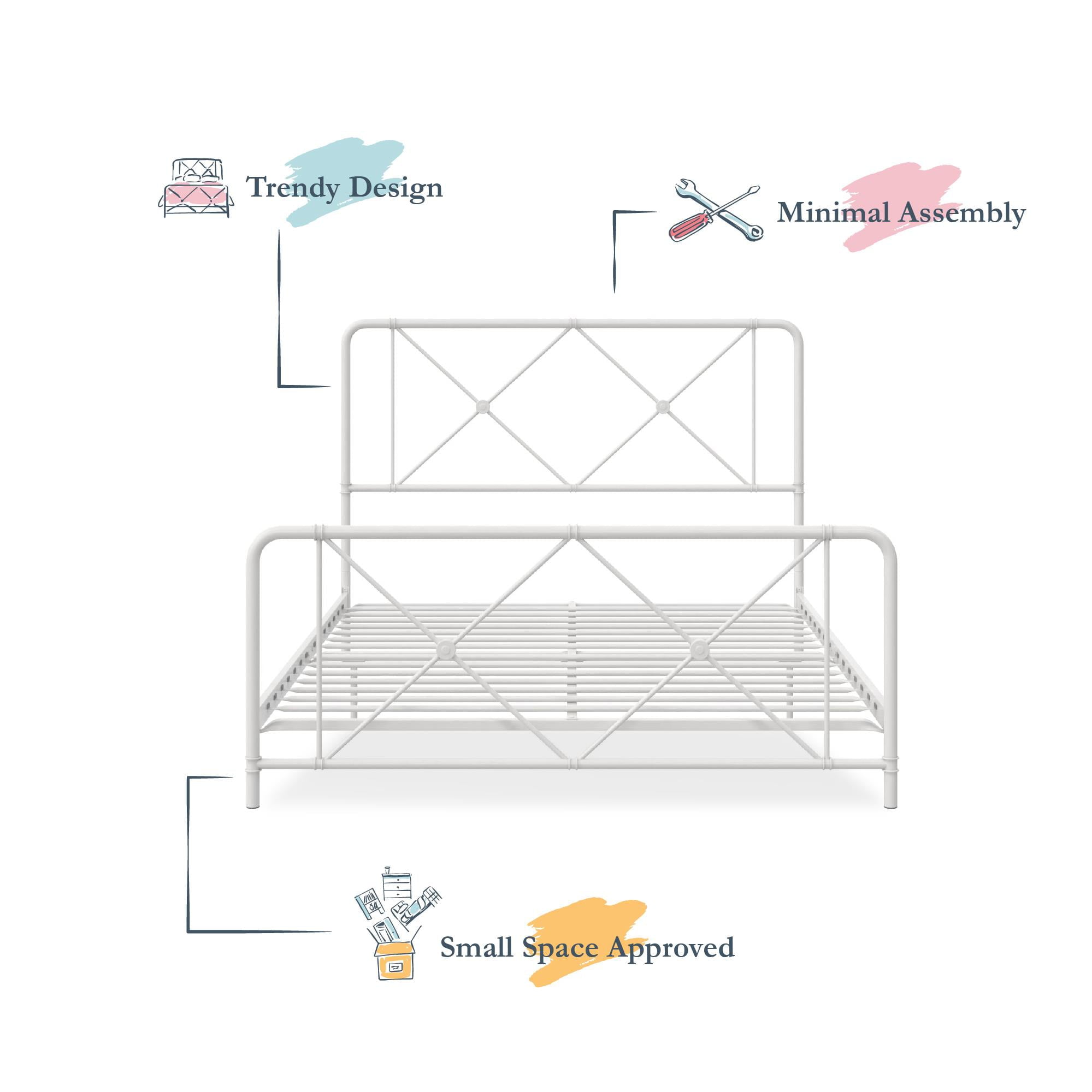 DHP Ally Metal Farmhouse Bed, Full, White