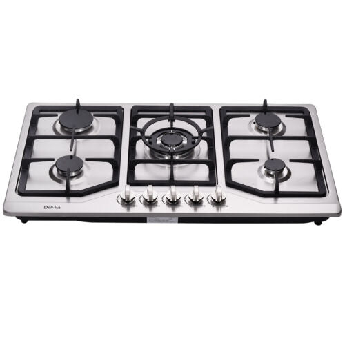 Delikit 05A 34." 5 burners gas cooktop gas hob NG/LPG dual fuel sealed S.S panel