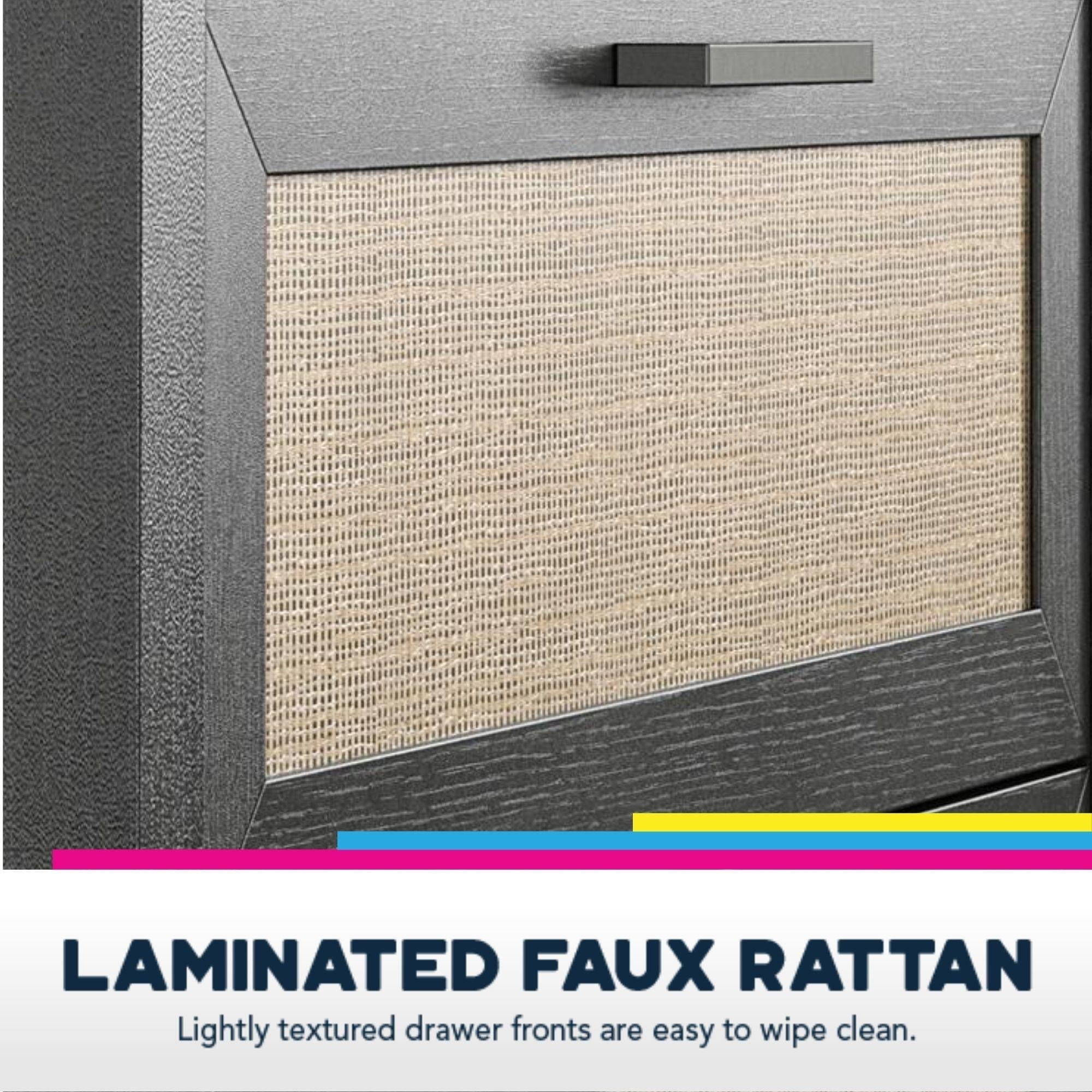 Queer Eye Wimberly 6 Drawer Dresser, Natural with Faux Rattan