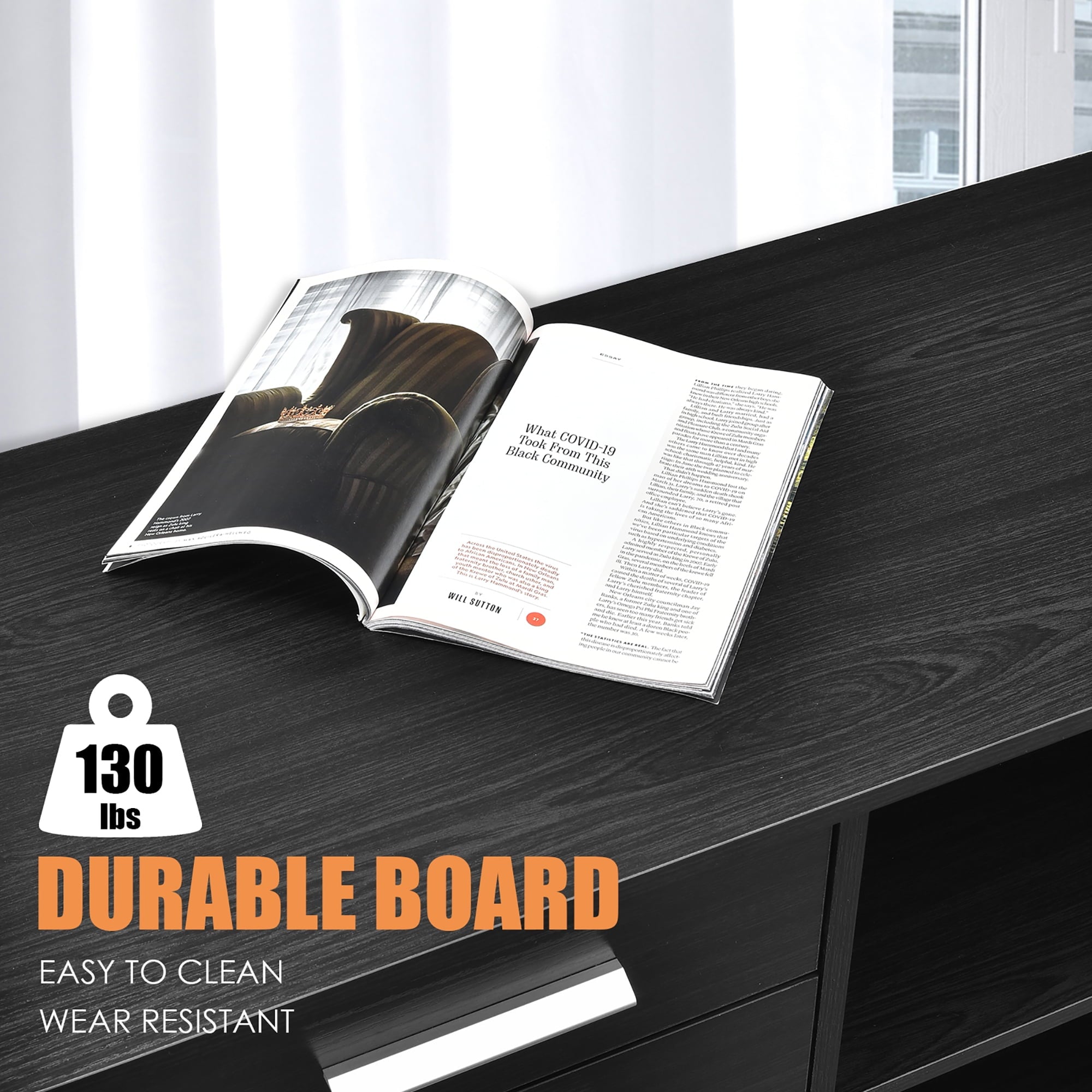 Costway 3-Drawer File Cabinet Mobile Lateral Cabinet Printer Stand Black