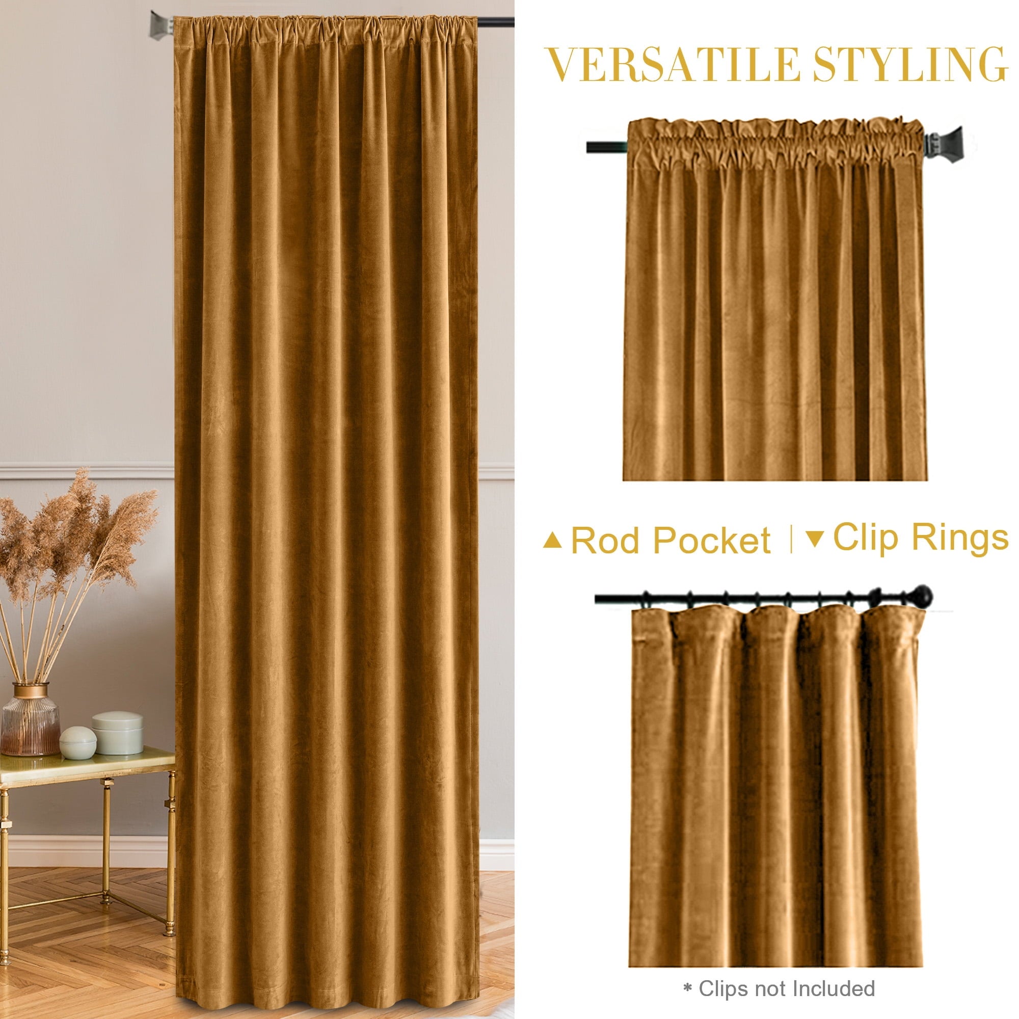 Curtainking Velvet Blackout Curtains 84 inches Length Thermal Insulated Soft Drapes for Bedroom Living Room Rod Pocket Window Curtains 2 Panels Glod Brown