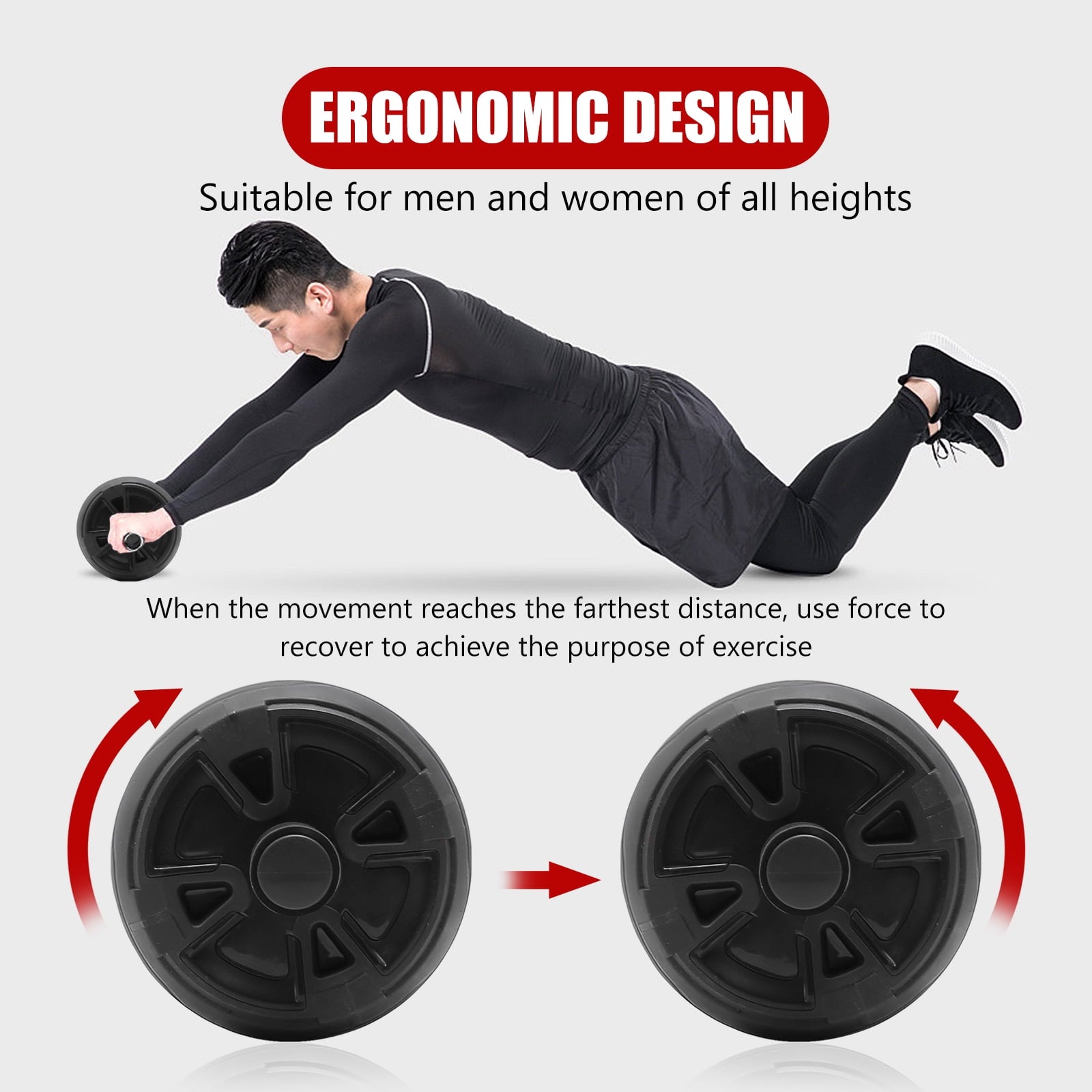 7-in-1 Ab Roller  Wheel, Perfect Home Gym Equipment Exercise Roller Wheel Kit with Push-Up Bar, Knee Mat, Jump Rope and Hand Gripper , Core Strength & Abdominal Exercise Ab Roller Kit, Black