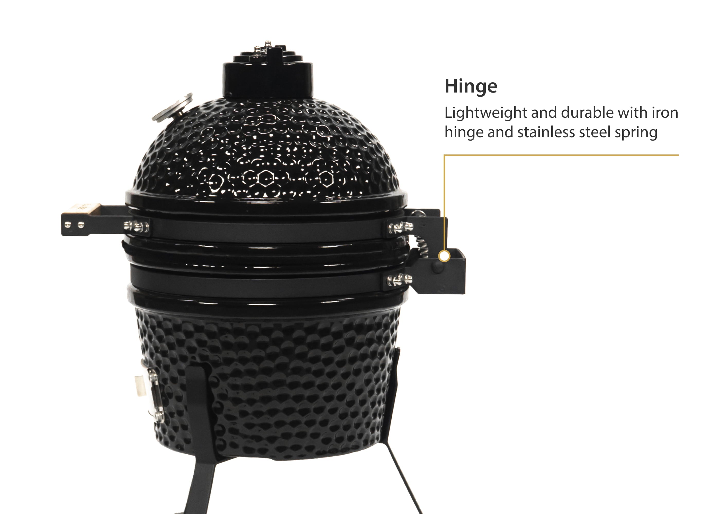 VESSILS 9.8-inch W Kamado Charcoal BBQ Grill – Heavy Duty Ceramic Barbecue Smoker and Roaster with Built-in Thermometer and Stainless Steel Grate (13 Inch Stand, Black)