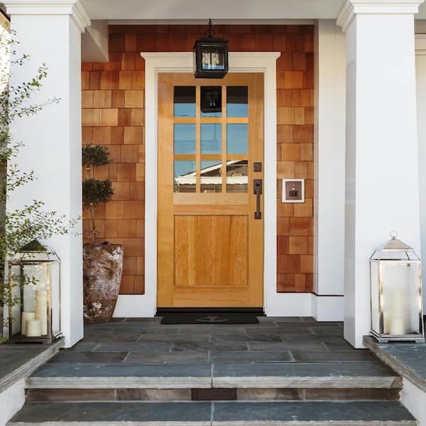 30 in. x 80 in. 1-Panel Universal 9-Lite TDL Clear Glass Unfinished Fir Wood Front Door Slab with Square Sticking