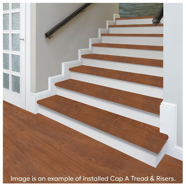 Cherry Lane Oak 47 in. L x 12.15 in. W x 2.28 in. T Laminate Stair Tread and Reversible Riser Kit Adhesive