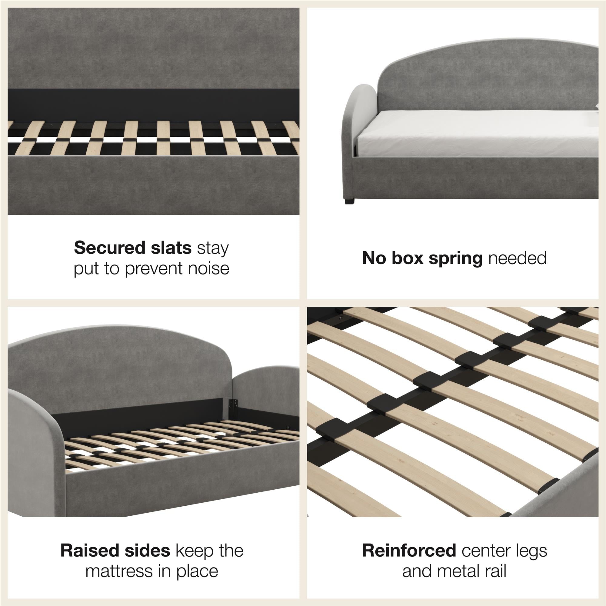 Mr. Kate Moon Upholstered Daybed Frame, Twin, Light Gray Velvet