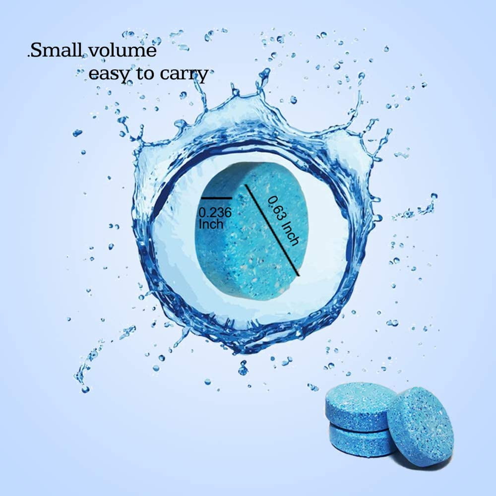 OBOSOE 100Pcs Windshield Washer Fluid Tablets,Wiper Fluid Concentrate,Washer Cleaning Tool for Car Kitchen Window, 1 Piece Makes 1.05 Gallons,100 Pcs Makes 105 Gallons(Winter: Use With Antifreeze)