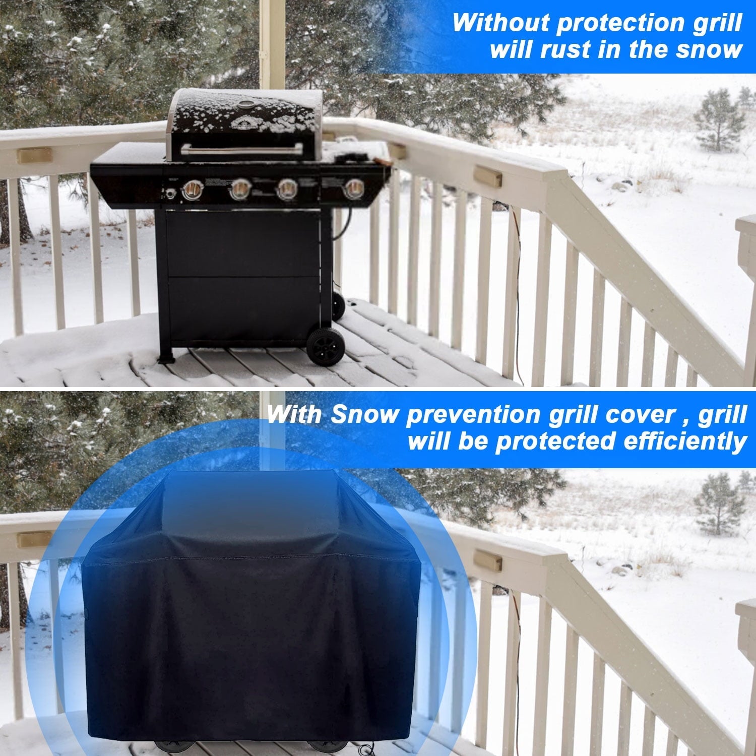58 inch BBQ Gas Grill Cover, Waterproof, Rip-Proof, Weather & UV Resistant, Fits Grills of Weber