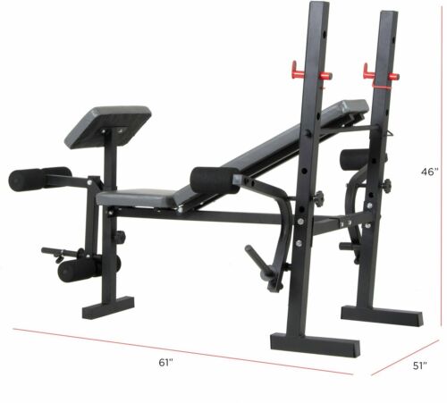 Bench Press Weight Set Workout Fitness Adjustable Rack Body Building Muscle Gym