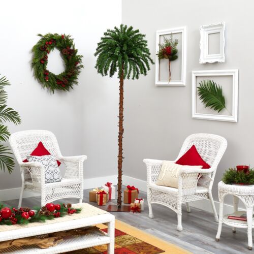 7’ Christmas Palm Artificial Tree with 300 Warm White LED Lights. Retail $179