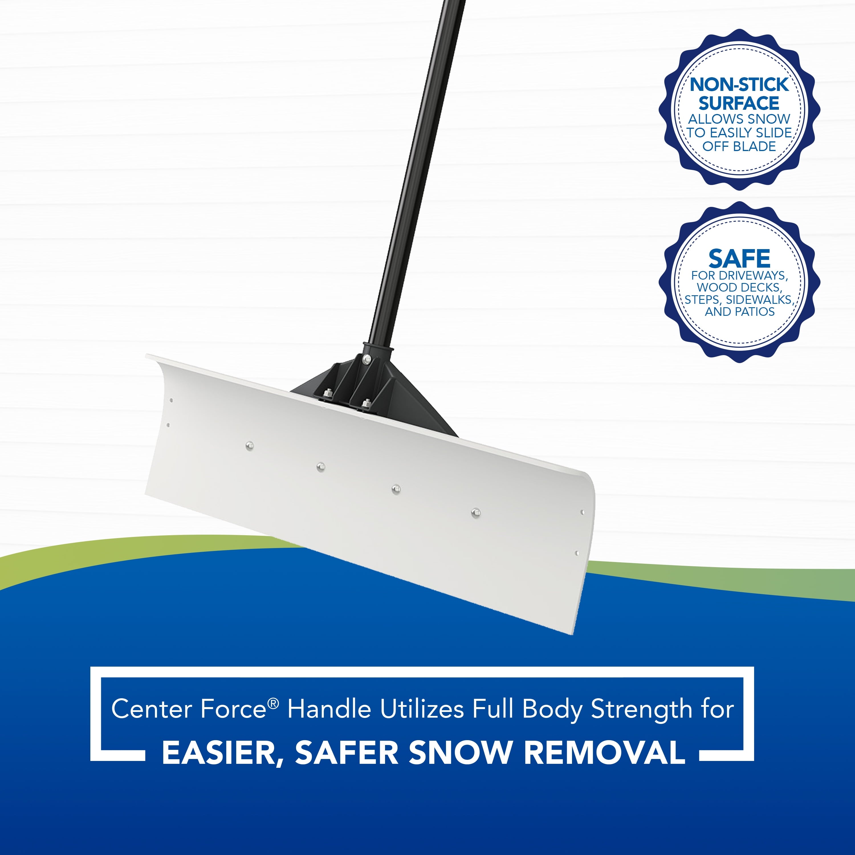 Suncast 30'' Ultra High Molecular Weight Steel-Resin Snow Pusher Shovel, White 4 pack