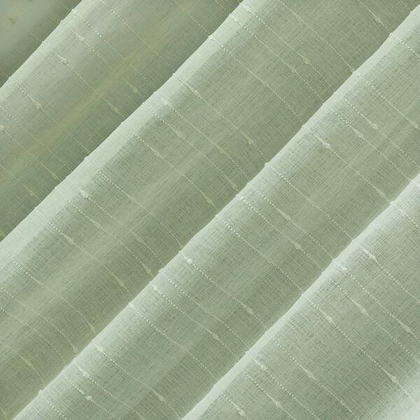Noemi Slub Stripe Rope Tab Sage Green Polyester 50 in. W x 84 in. L Tab Top Light Filtering Curtain (Single Panel)