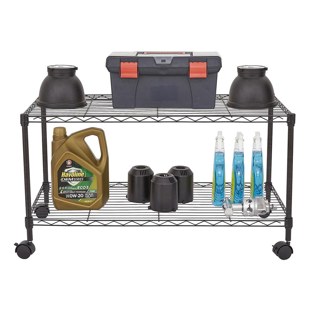 Zimtown 2-Tier Adjustable Rolling Cart, 35