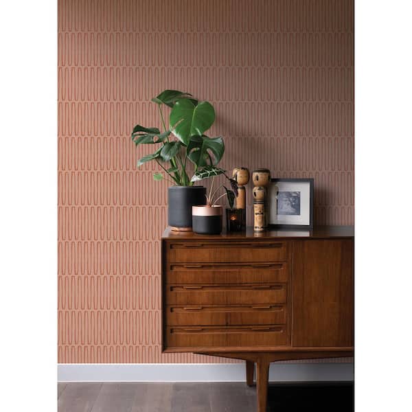 Lars Coral Retro Wave Paper Glossy Non-Pasted Wallpaper Roll