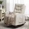 High Back Rocking Chair, Nursery Chair with Side Pocket, Linen Fabric Single Sofa Chair, Lazy Sofa Balcony Reclining Chair, Padded Armchair, for Living Room,Bedroom,Office, Beige