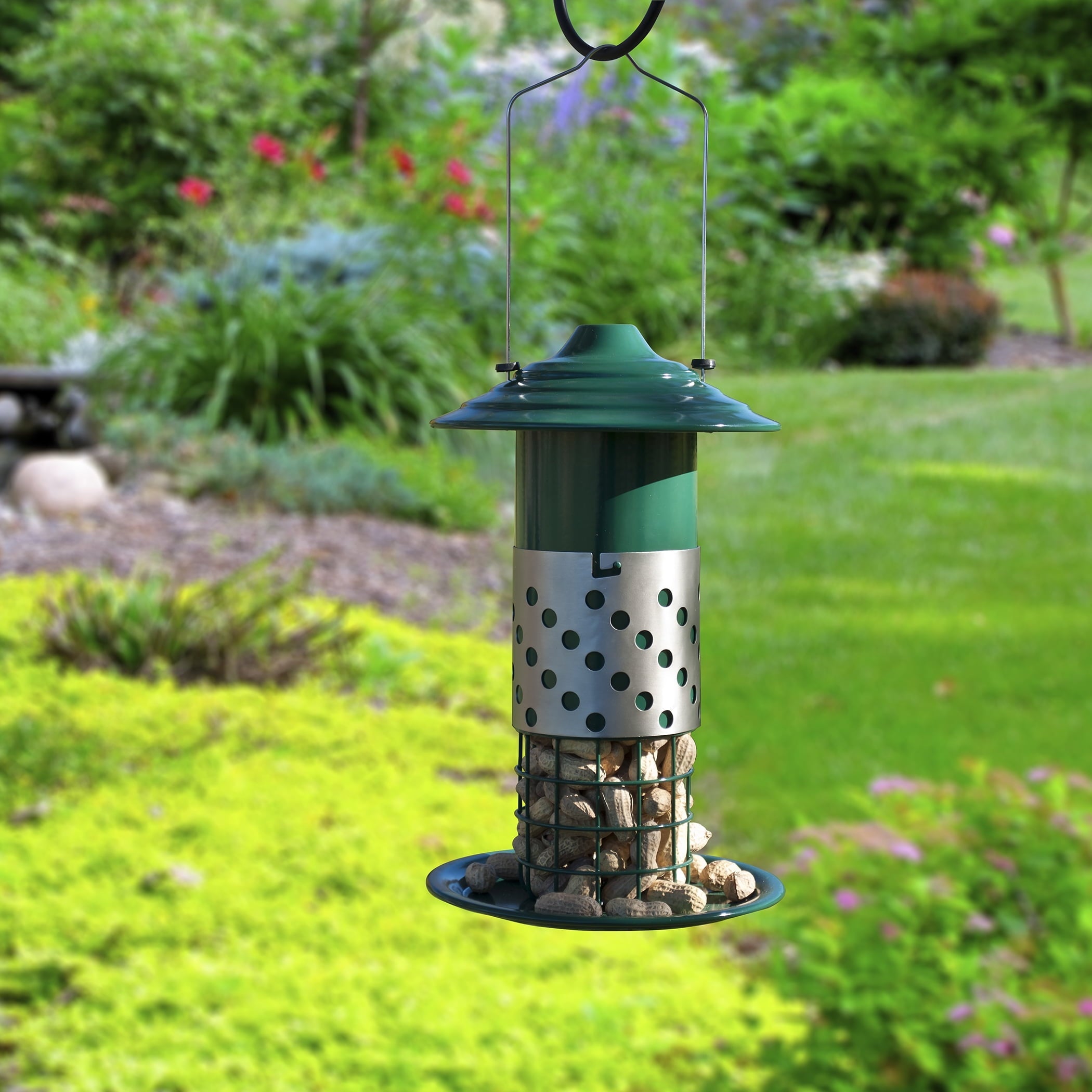 Panacea Products Metal Wild Bird  Tube Feeder, Green-1 lb Capacity