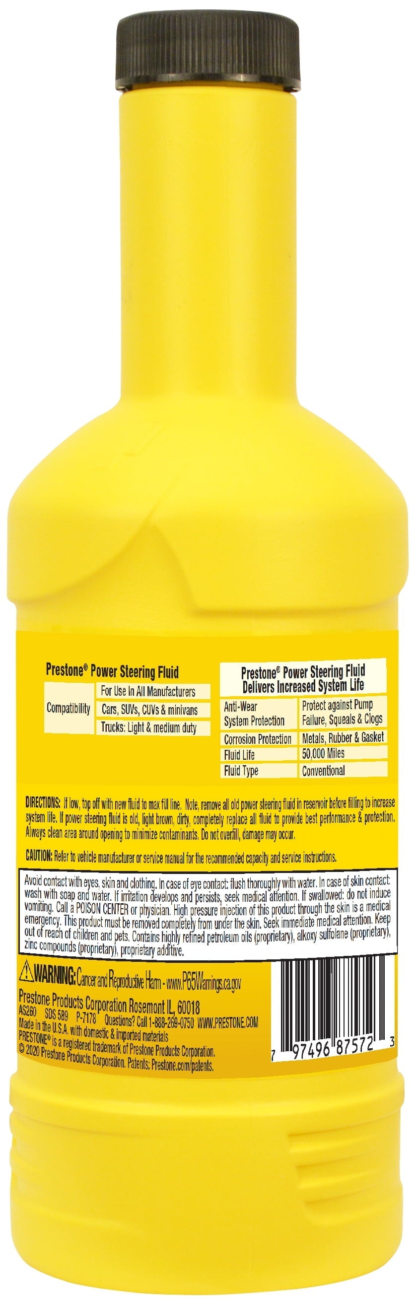 Prestone Universal Power Steering Fluid, 12 fl oz