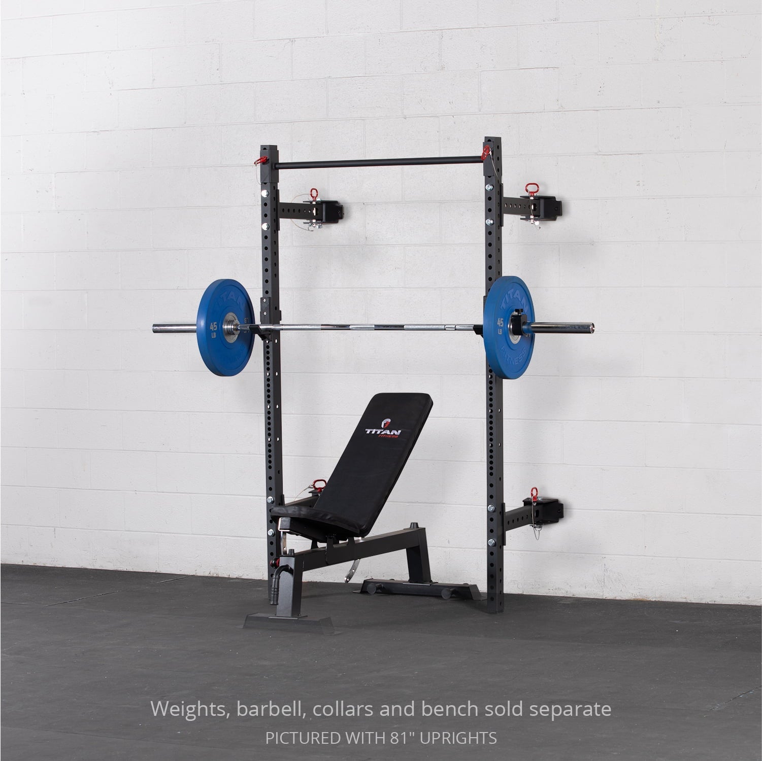 Titan Fitness T-3 Series Folding Power Rack 91in. H 21 in. D Space Saving Wall Mounted