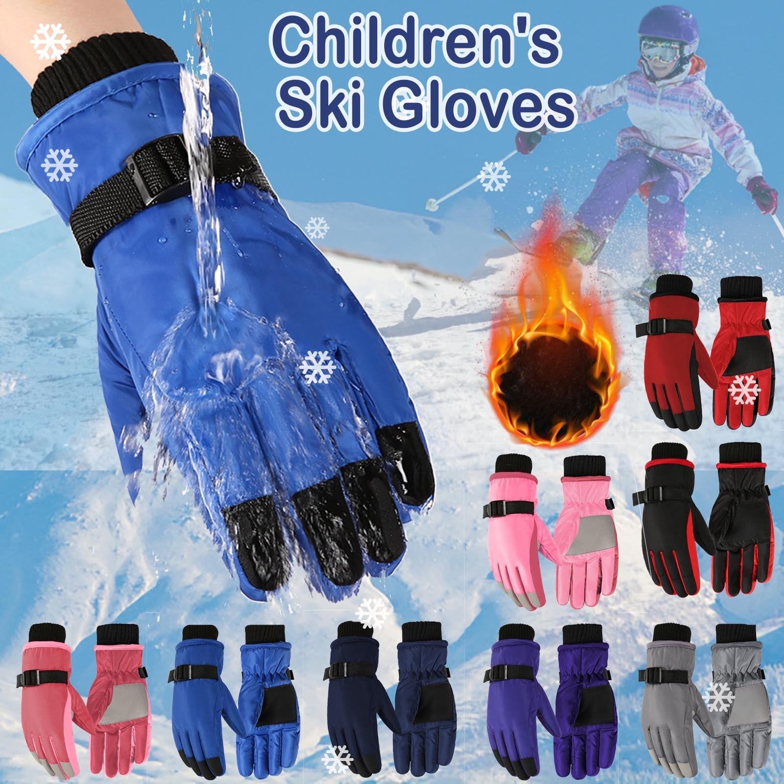 Fridja Girls Boys Snow Gloves Kids Ski Winter Gloves Waterproof Windproof Children Warm Gloves 6 up