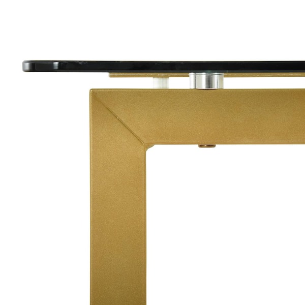 Slip 47 in. Rectangular Clear Glass Top Elegant Computer Desk with Golden Base