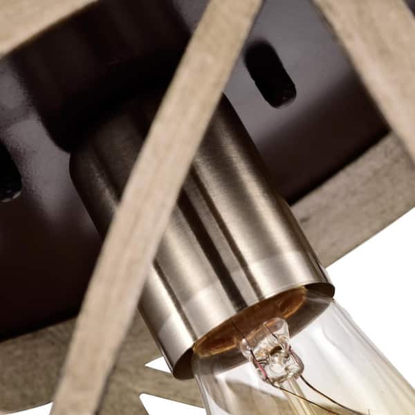 9.75 in. 1-Light Oil-Rubbed Bronze and Briarwood Finish Cage Drum Flush Mount