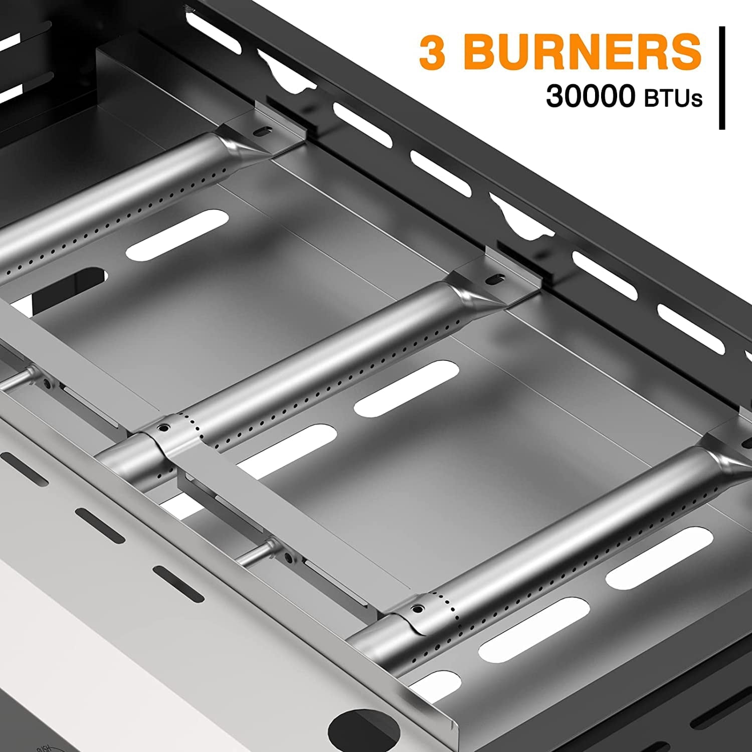 SUGIFT 3 Burner BBQ Propane Gas Grill, Stainless Steel 32,700 BTU Patio Garden Barbecue Grill, Black