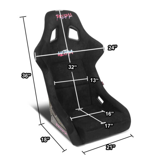 NRG FRP-302BK-ULTR<wbr/>A Prisma Fixed Back Fiberglass Bucket Racing Seat Alcantara