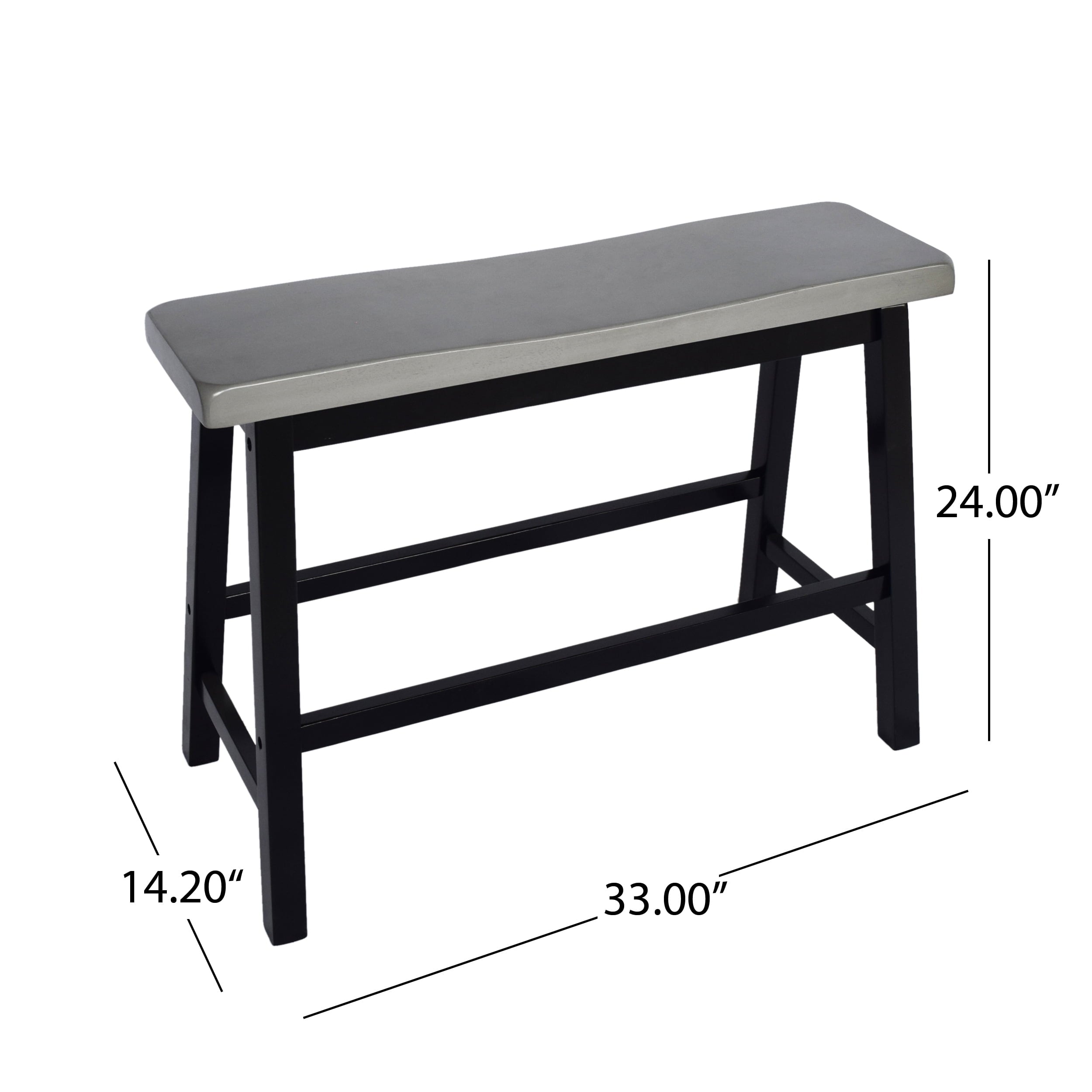 Noble House Dickson Farmhouse 4 Seater Rubber Wood Counter Dining Set, Gray and Black