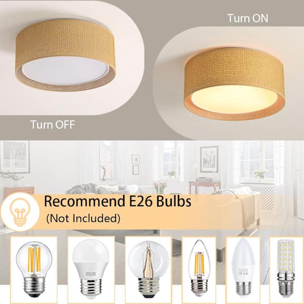 15.7 in. 3-Light Drum Flush Mount, Sepia Finish