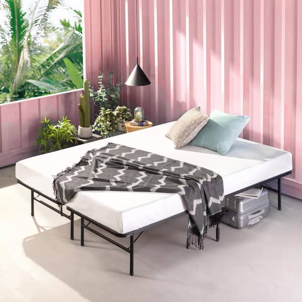 SmartBase Tool-Free Assembly Black King Metal Bed Frame without Headboard