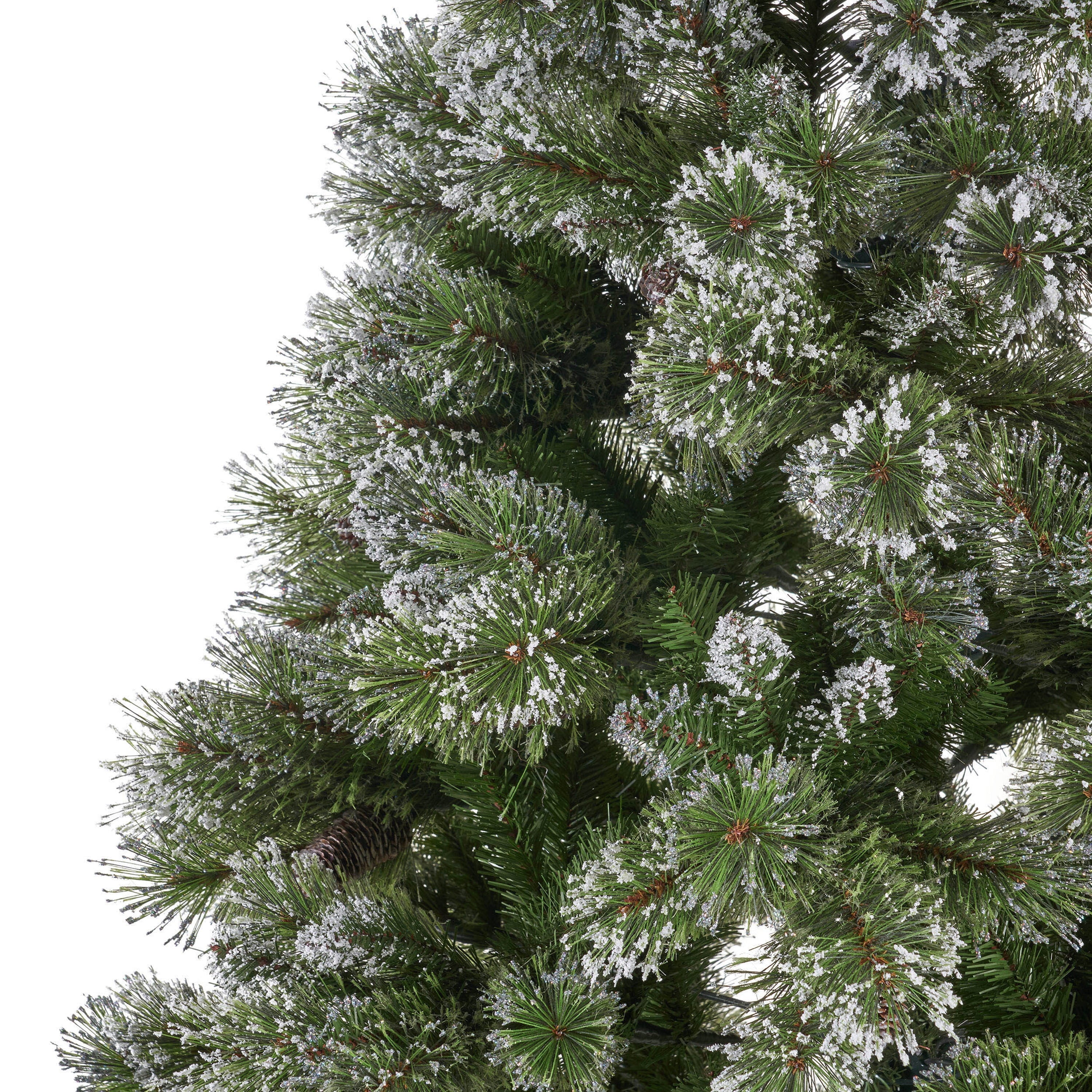 GDF Studio 9 Foot Cashmere Pine and Mixed Needles Pre Lit/Unlit Hinged Artificial Christmas Tree with Snow and Glitter Branches and Frosted Pinecones, Unlit