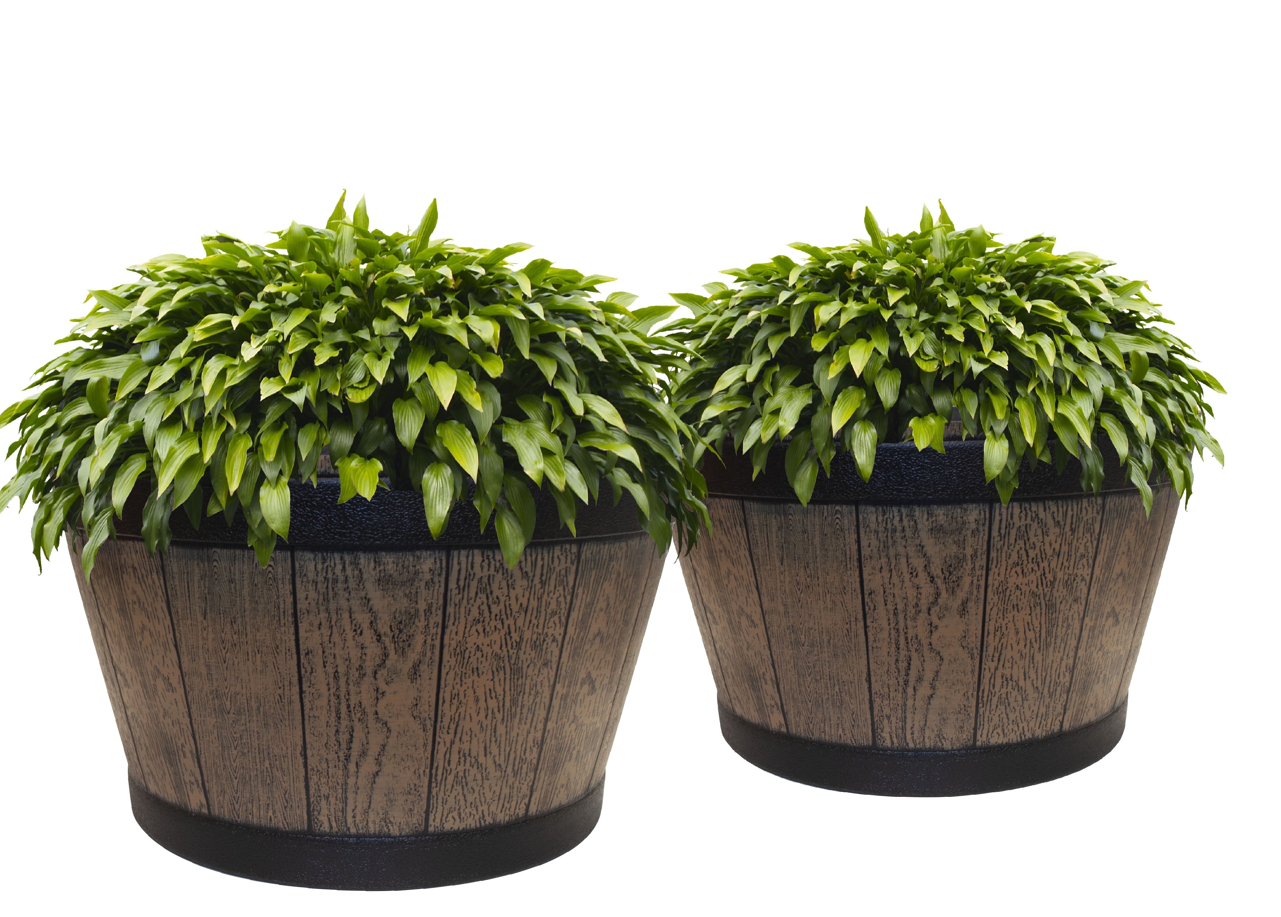 20.5IN Misco Resin Barrel Brown Decorative Planter (2 Pack)