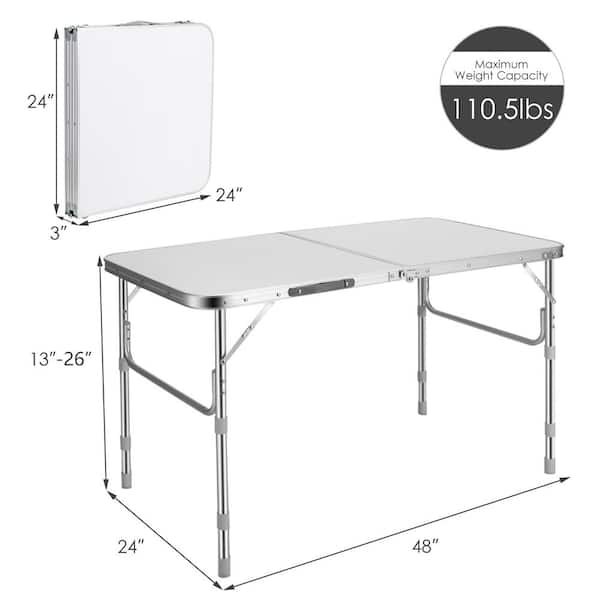 2-Piece Folding Tables Height Adjustable Aluminum Picnic Table with Carrying Handle